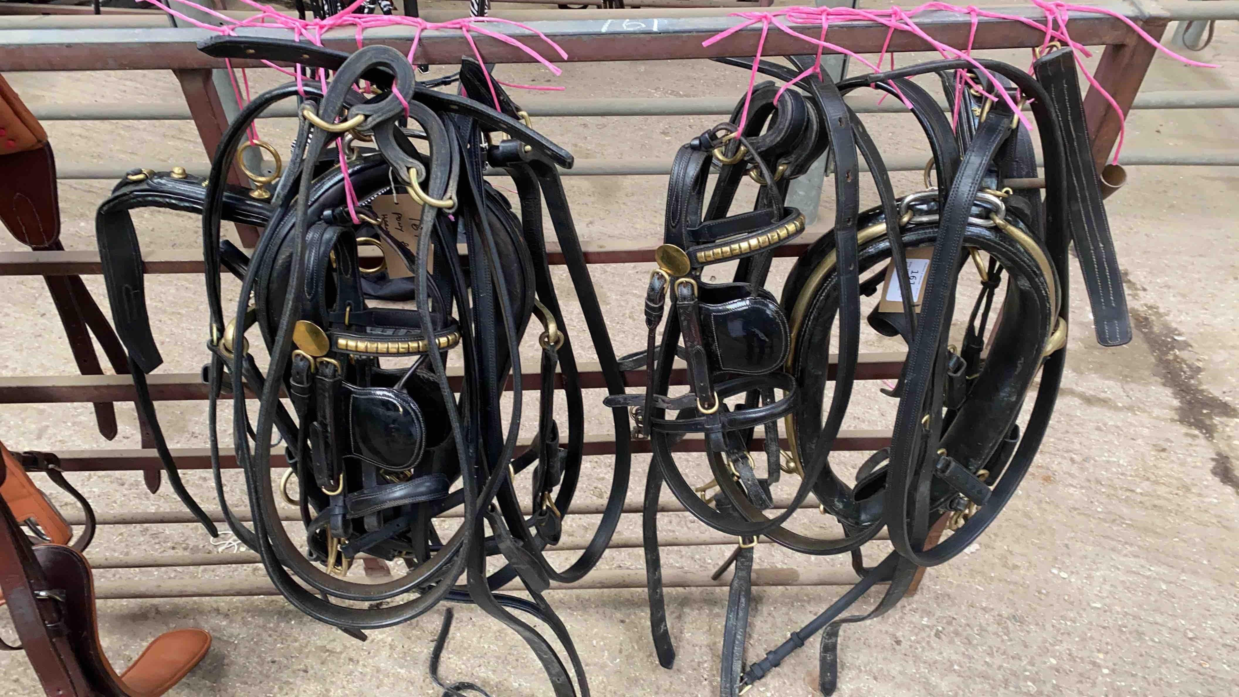 Pony PAIR harness black and brass with full collars.