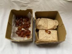 Approx 20 1.16" and approx 100 2/3" amber glass door/drawer knobs