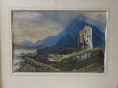 J. Howard Burgess - watercolour of a ruined castle