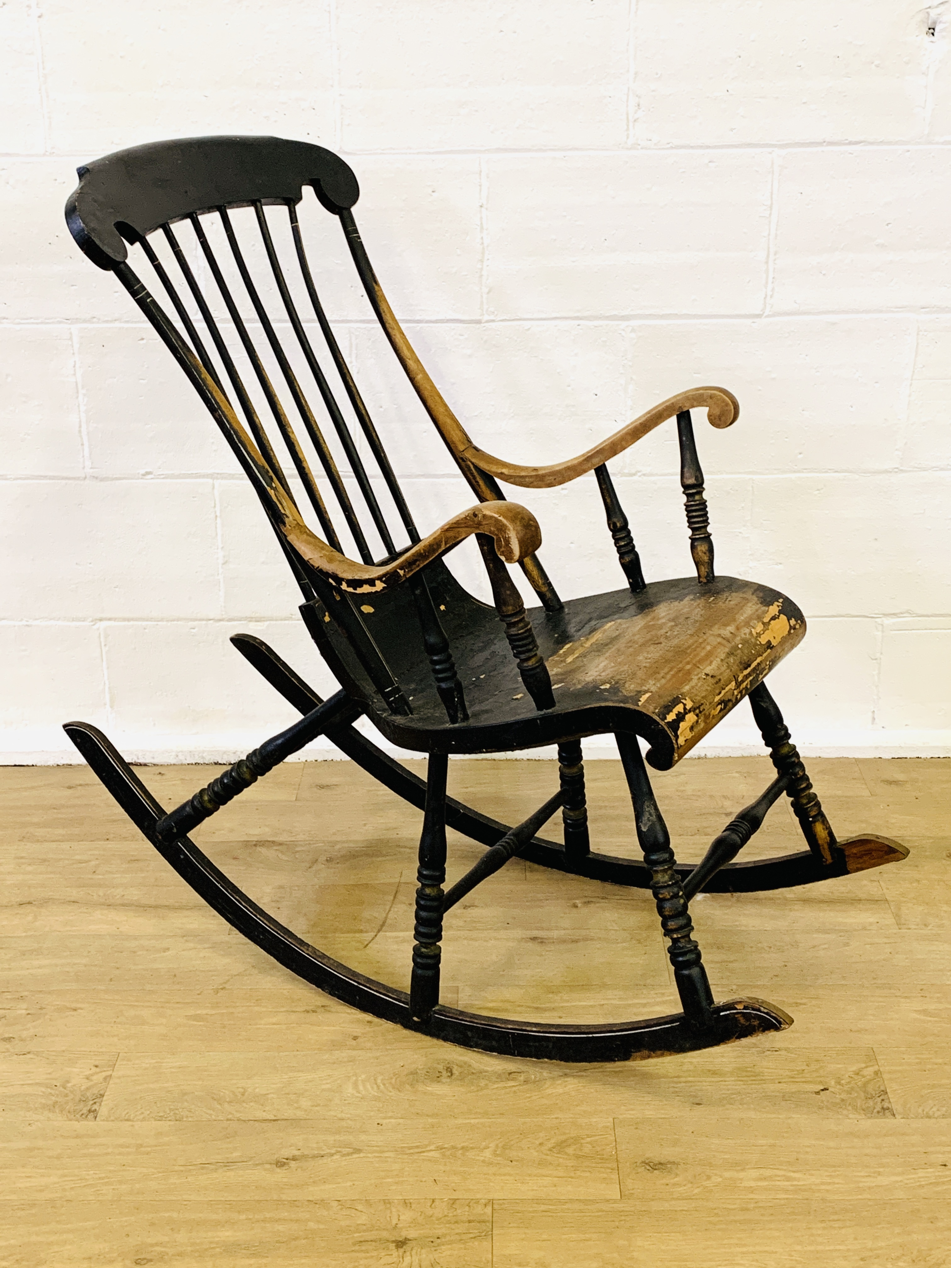 Black painted Windsor style rocking chair