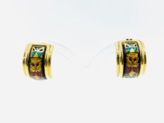 Pair of gold plated and enamel earrings