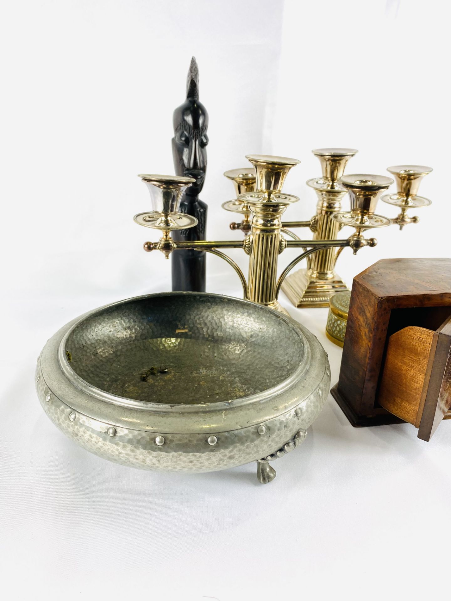 A pair of silver plate candelabra and other items - Image 5 of 6