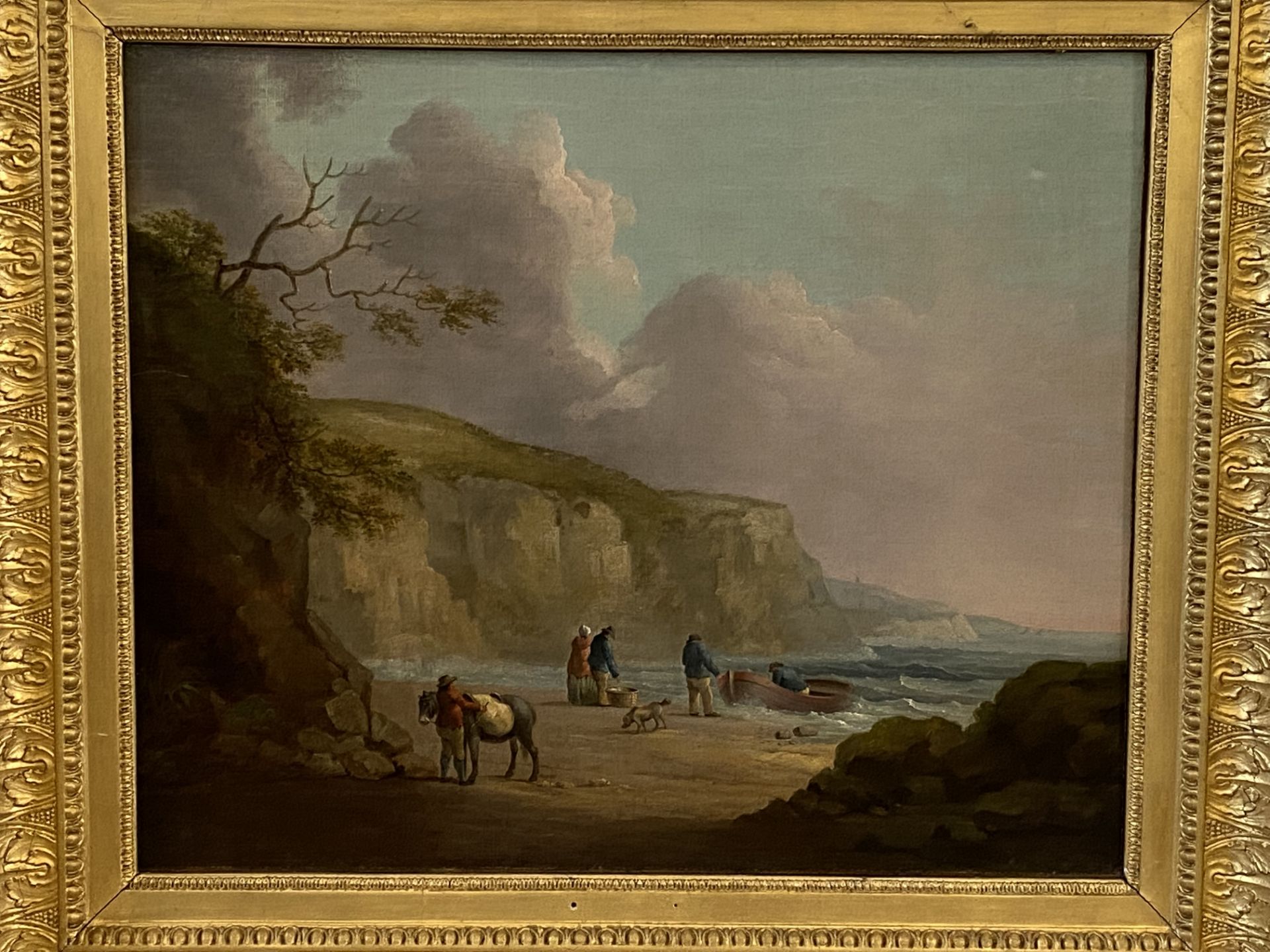 Attributed to George Morland, gilt framed oil on canvas of a coastal scene - Image 3 of 6