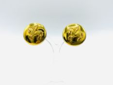 Pair of Hermes gold plated earrings