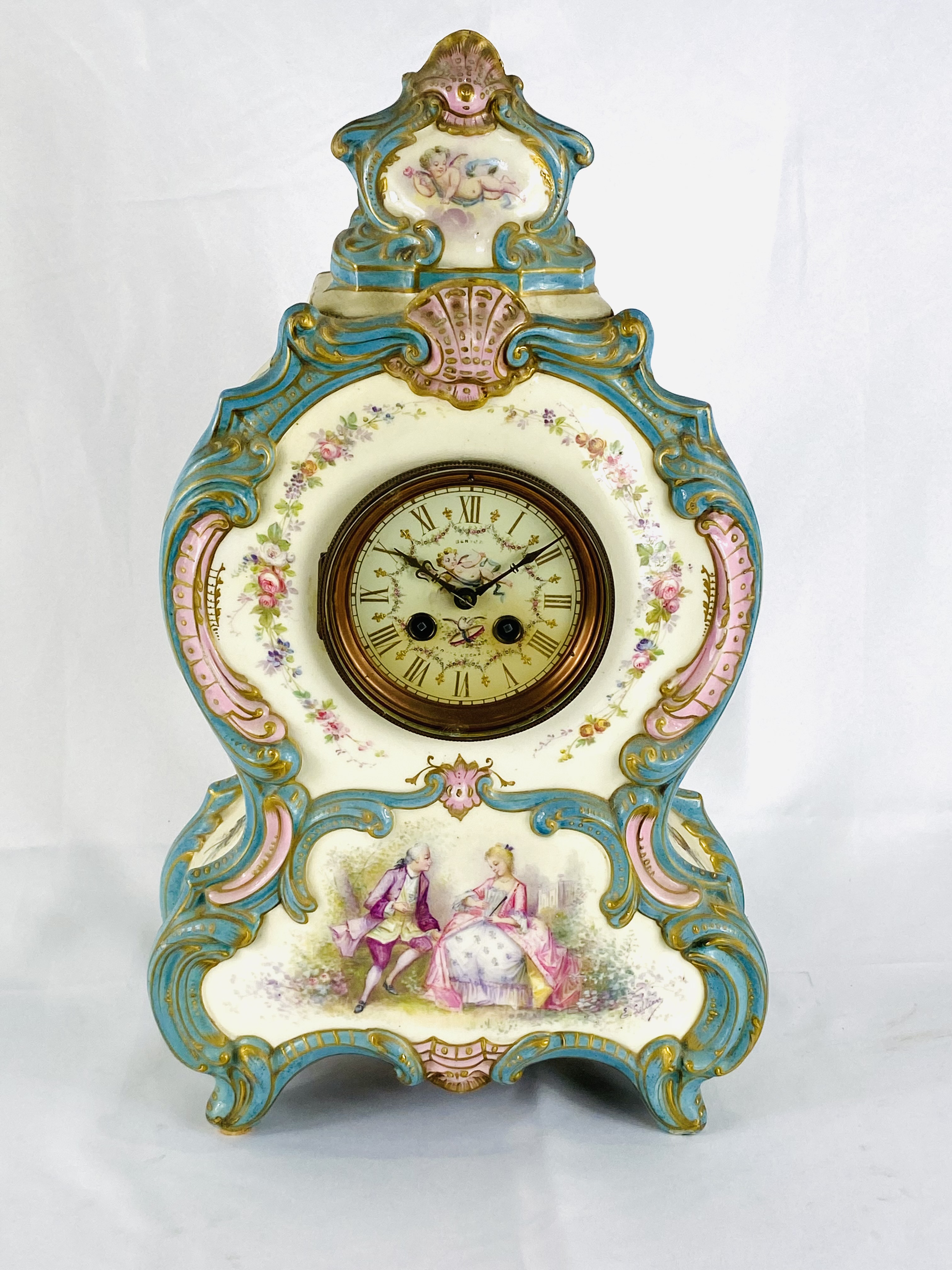 Porcelain mantle clock - Image 2 of 6