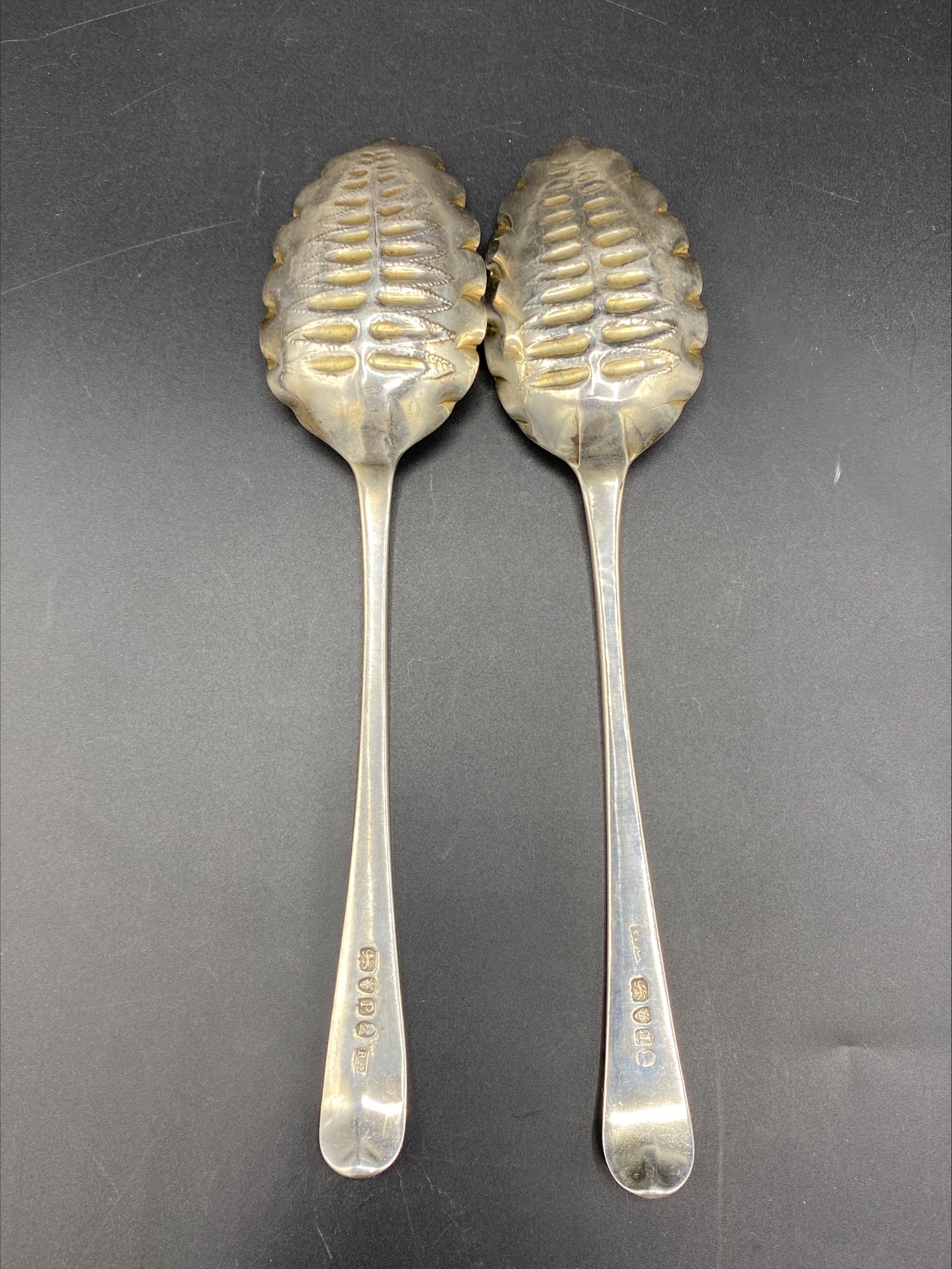 Pair of George III compote spoons - Image 3 of 5