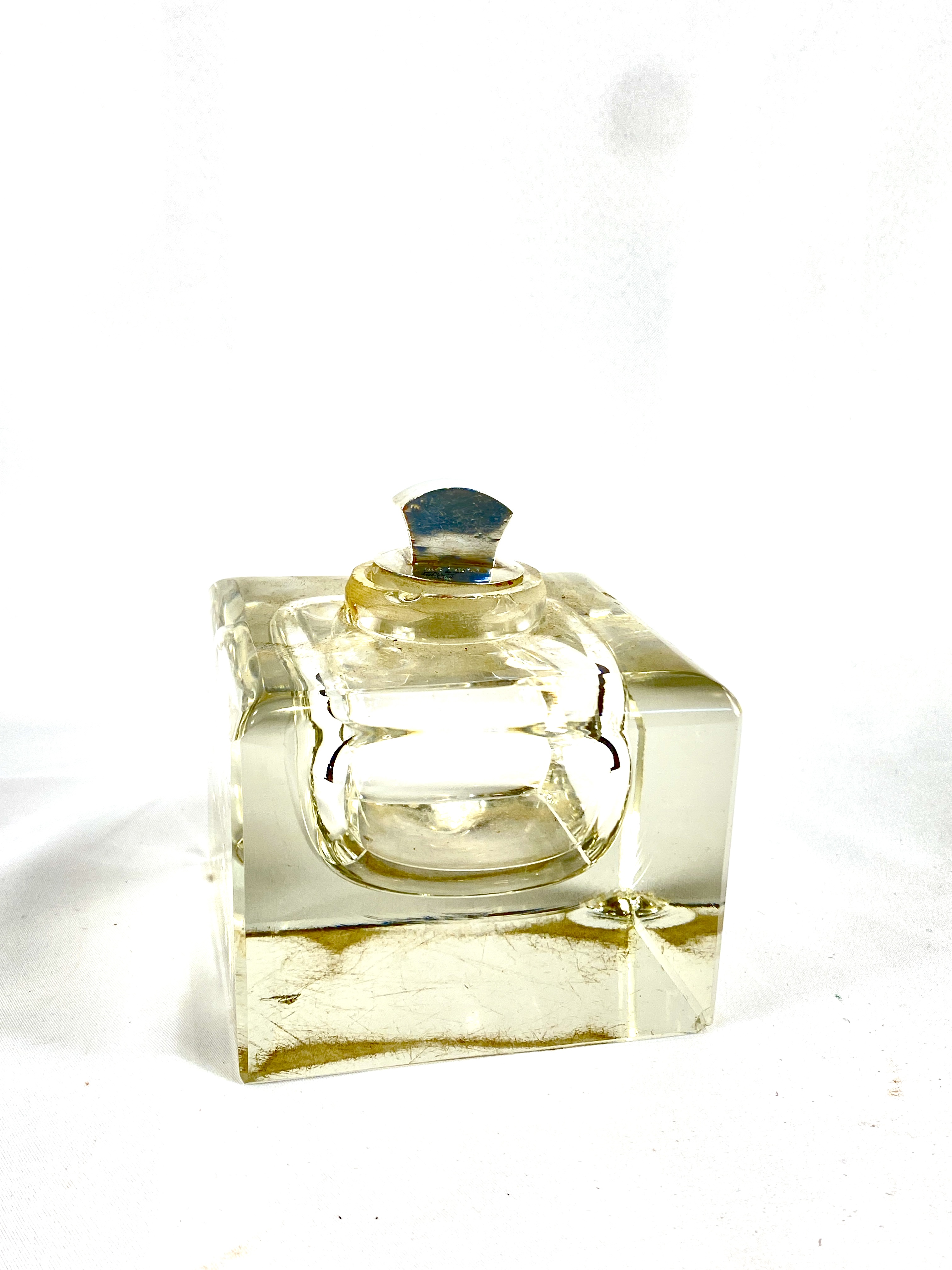 Glass inkwell with silver collar - Image 4 of 4
