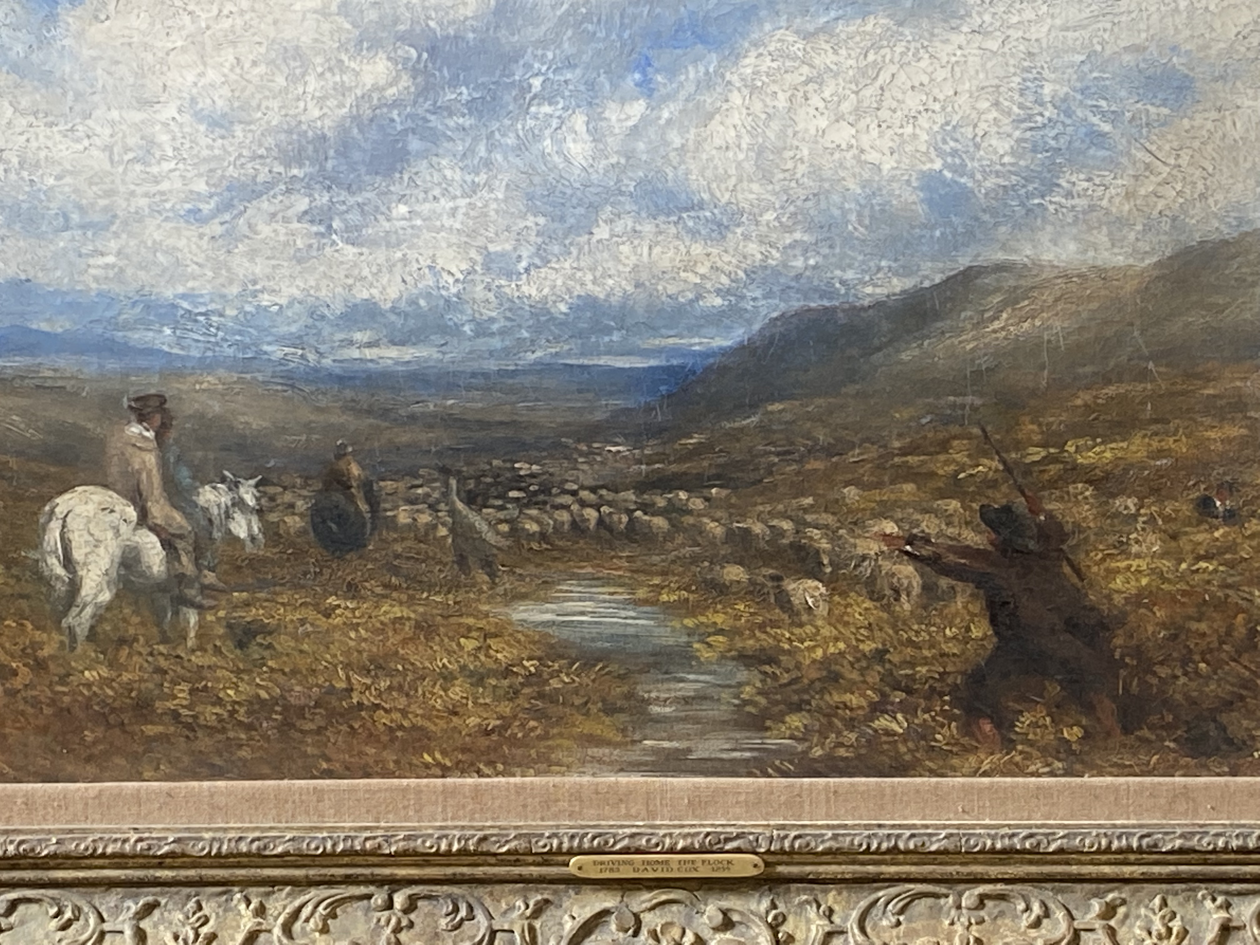 Framed oil on canvas 'Driving the Flock' - Image 3 of 4