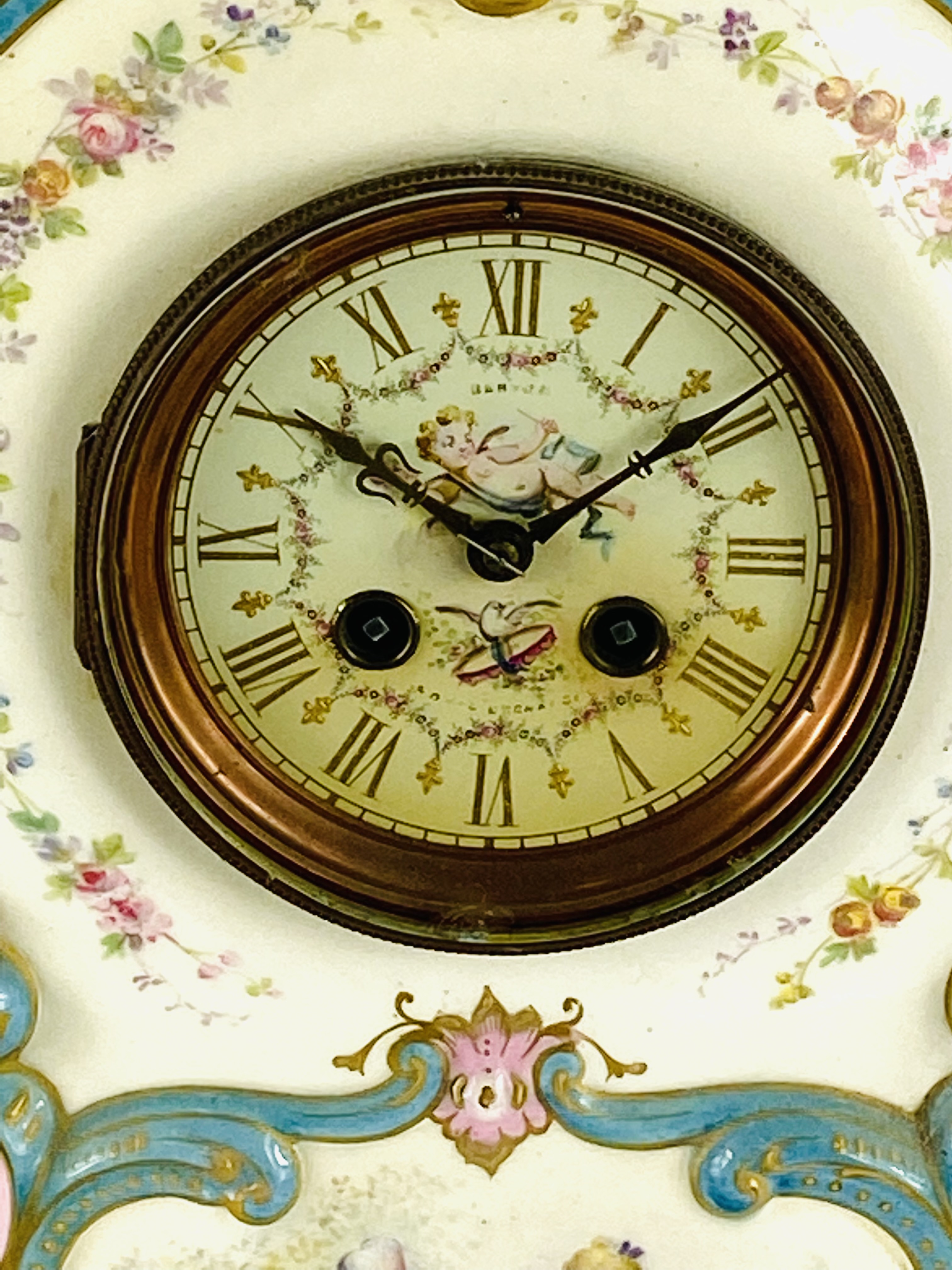 Porcelain mantle clock - Image 6 of 6