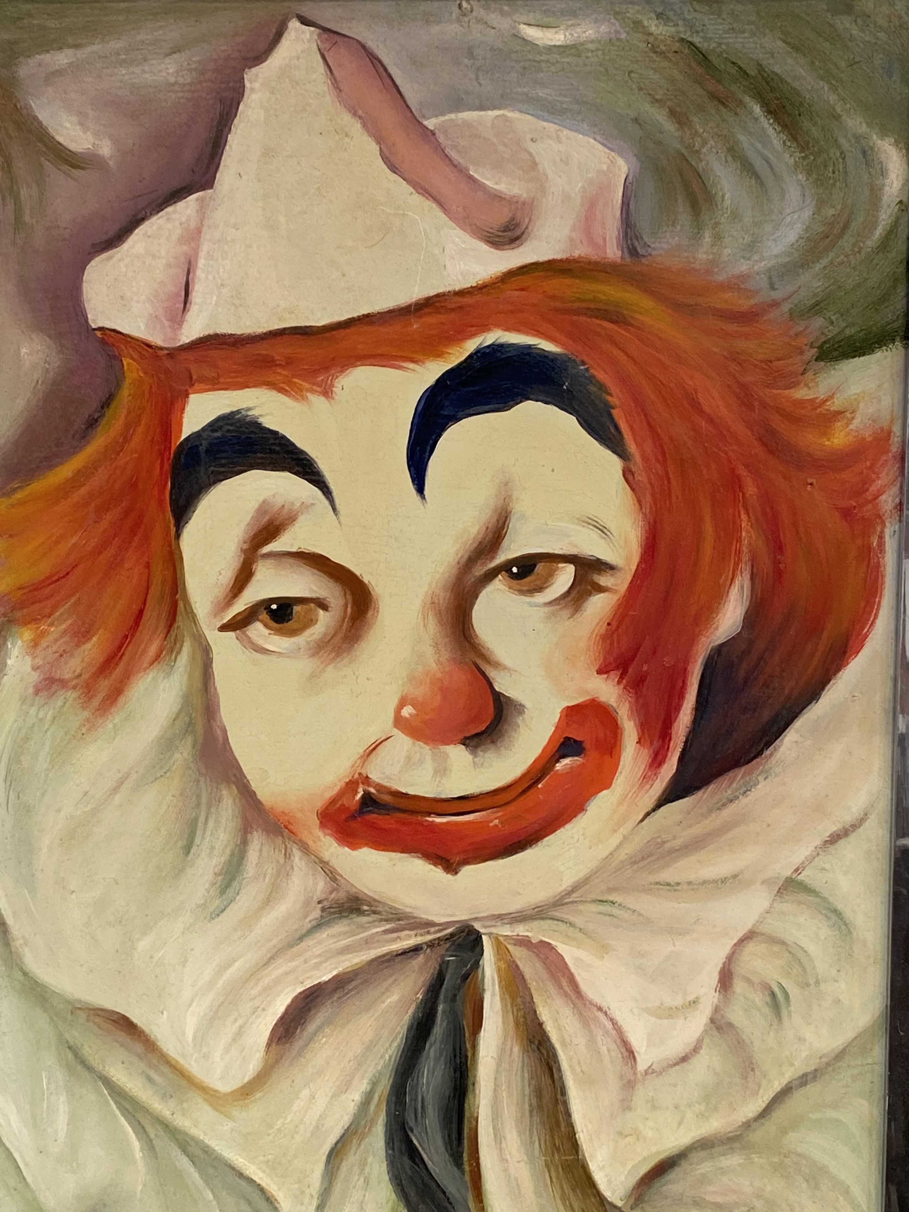 Framed oil on board of a clown - Image 2 of 4