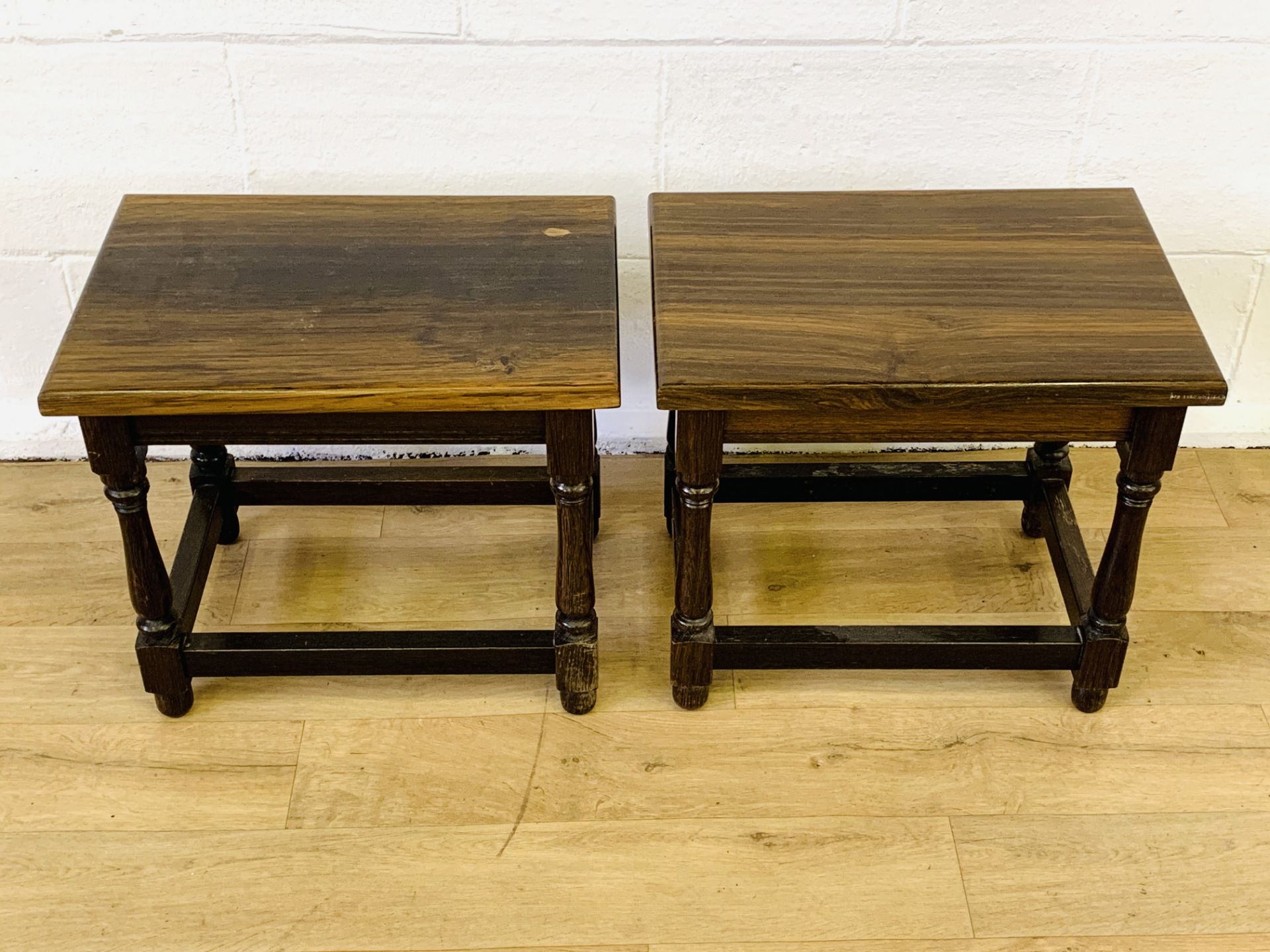 Two bog oak side tables