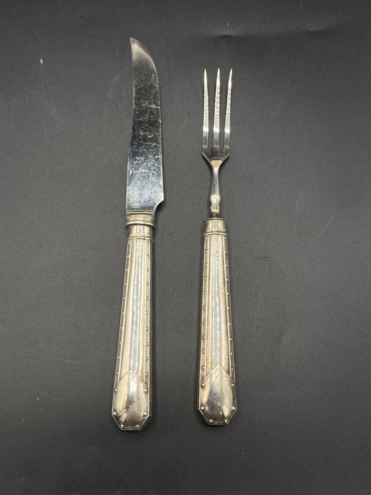 Six knives and forks with silver handles - Bild 2 aus 8