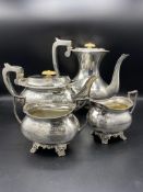 Silver four piece tea set, 1937