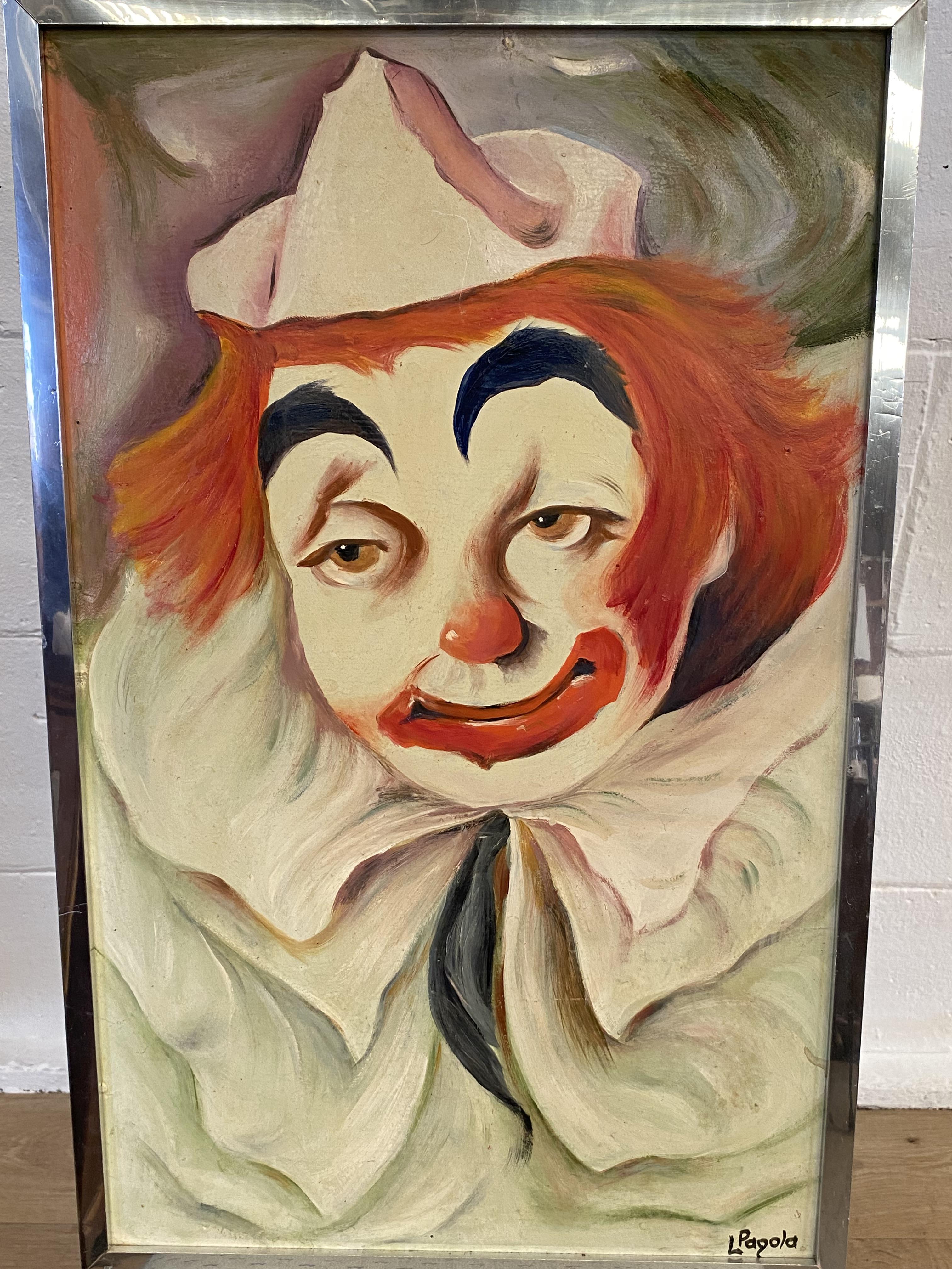 Framed oil on board of a clown - Image 4 of 4