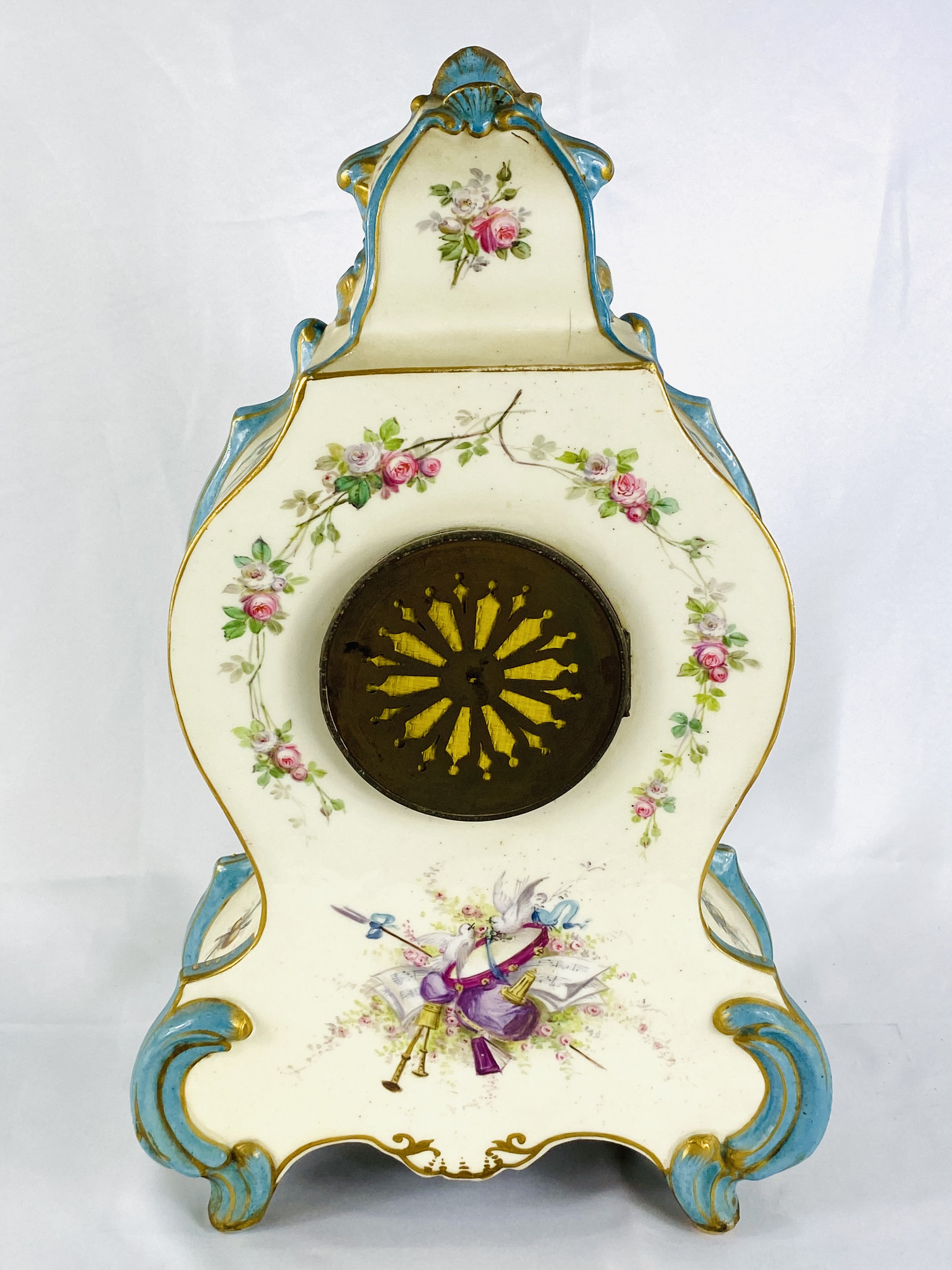 Porcelain mantle clock - Image 4 of 6