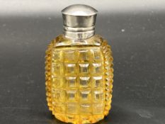 Glass scent bottle with silver top