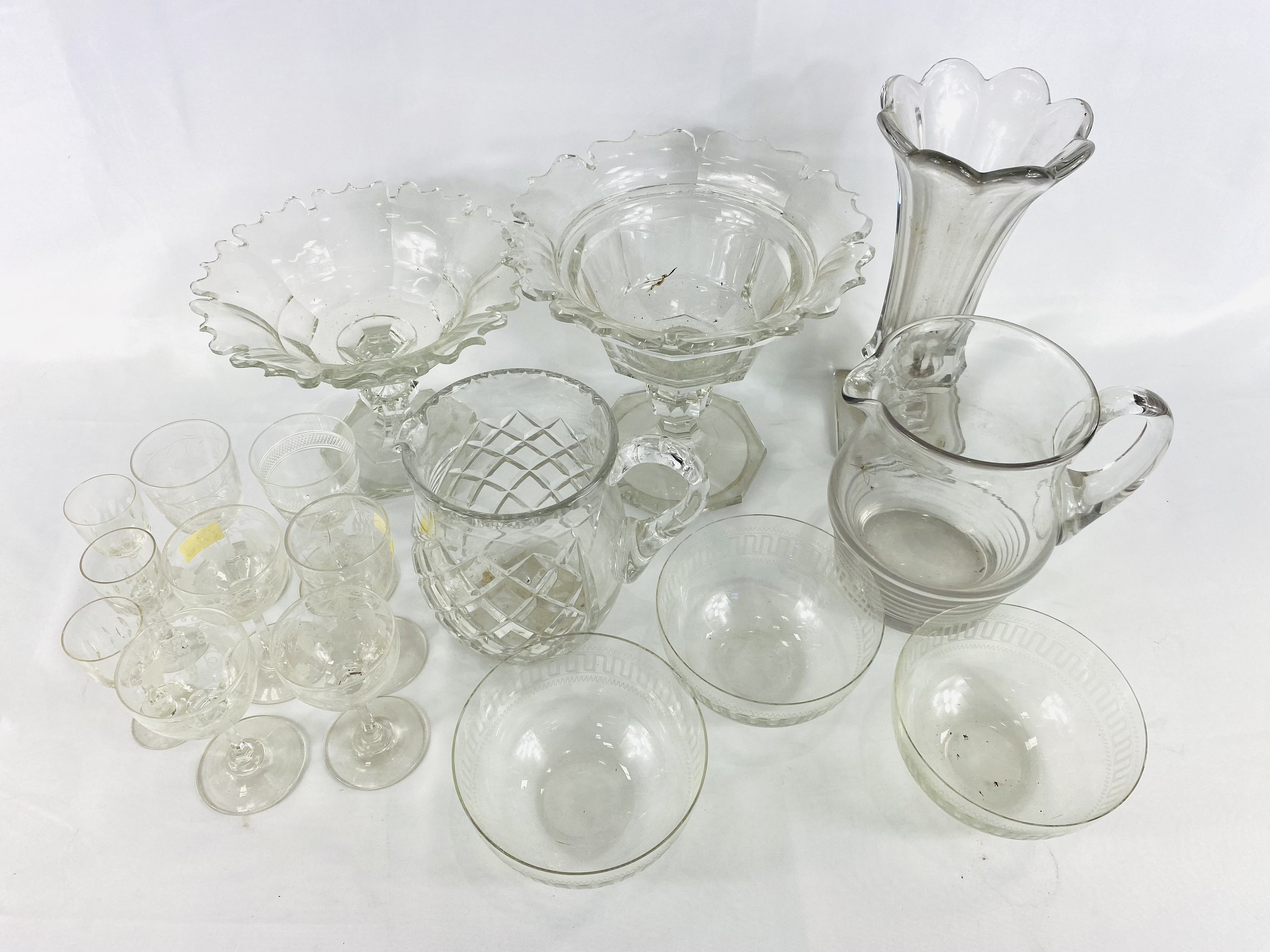 Georgian cut glass monteith and other glass - Image 4 of 4