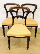 Three mahogany dining chairs