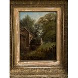 Oil on canvas of a watermill