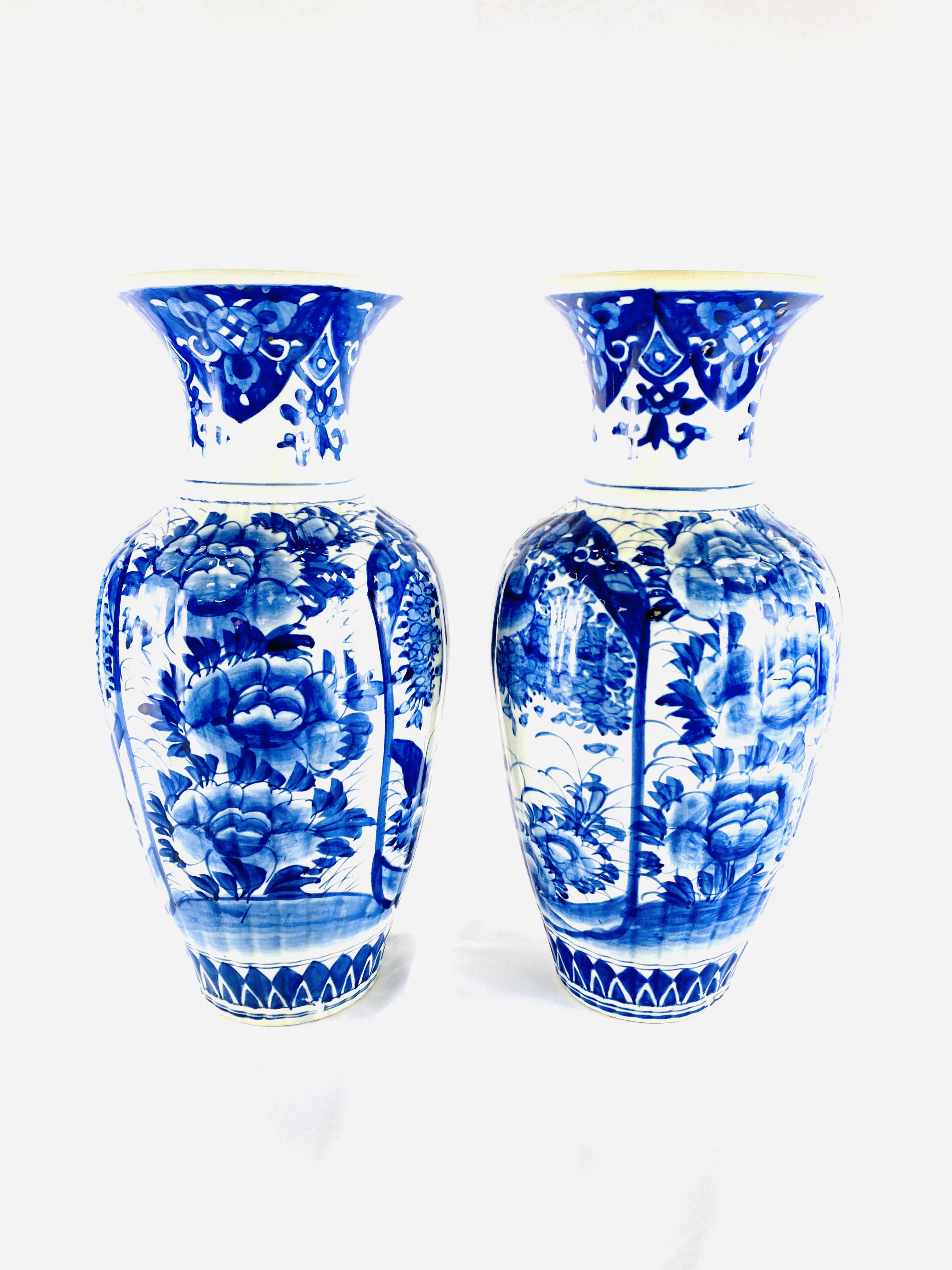 Pair of blue and white vases