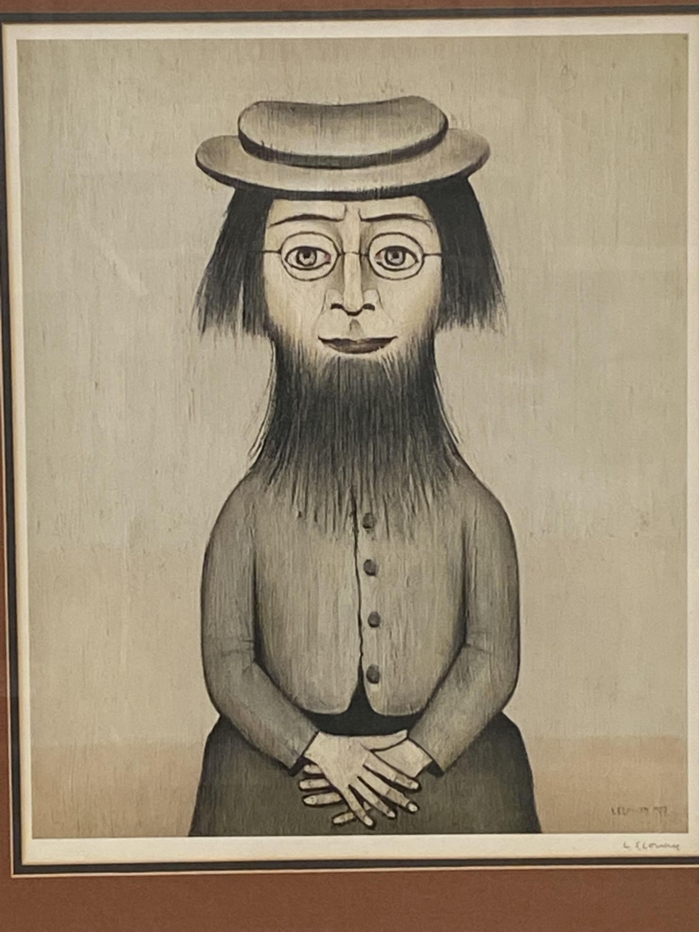 L. S. Lowry - Woman with beard lithographic print, with Fine Art Trade Guild blindstamp - Bild 2 aus 5