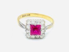 9ct gold, ruby and diamond ring