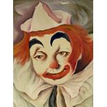 Framed oil on board of a clown