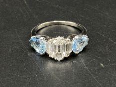 White gold, aquamarine and diamond ring