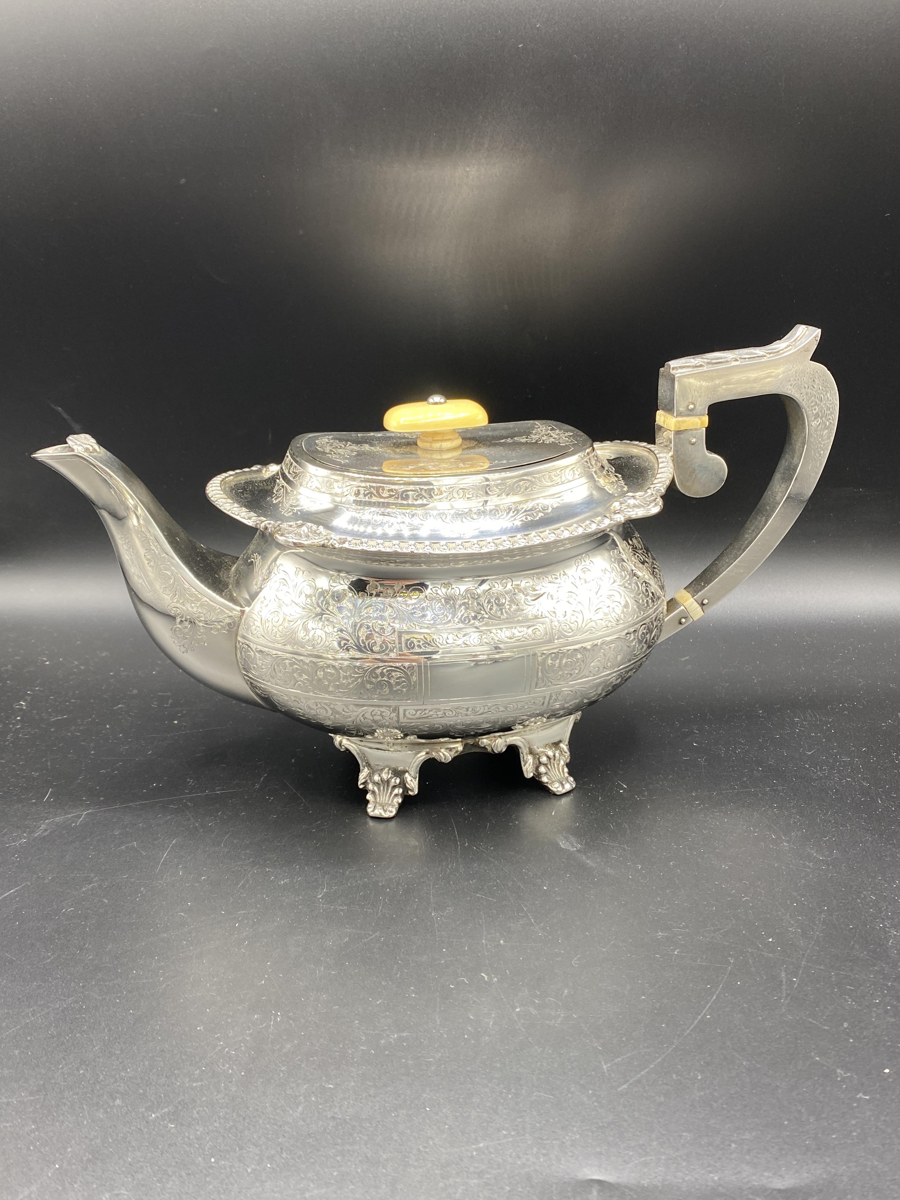 Silver four piece tea set, 1937 - Image 6 of 10