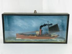 Cased diorama of a trawler