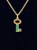 Theo Fennell 18ct gold and emerald key pendant