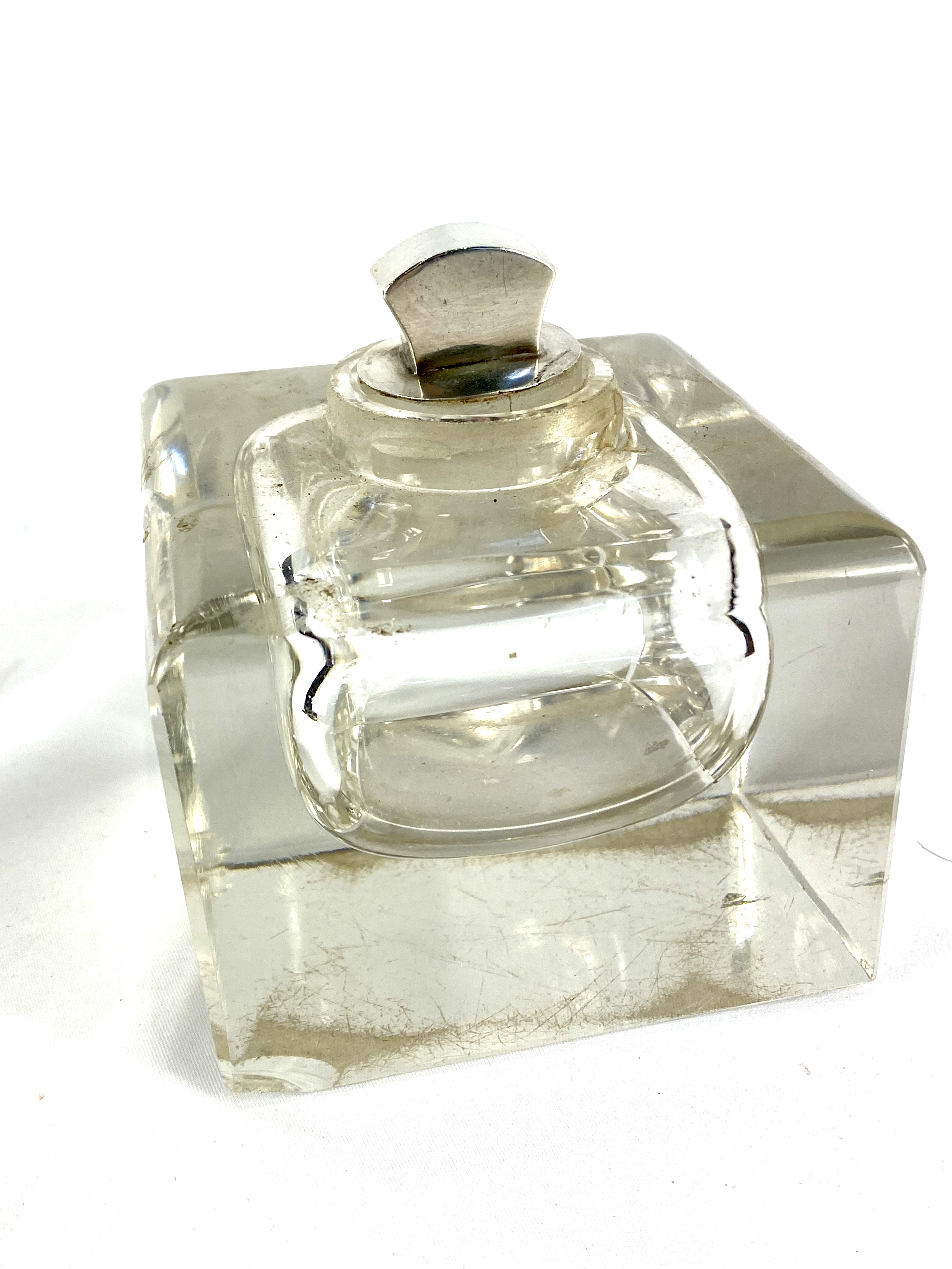 Glass inkwell with silver collar