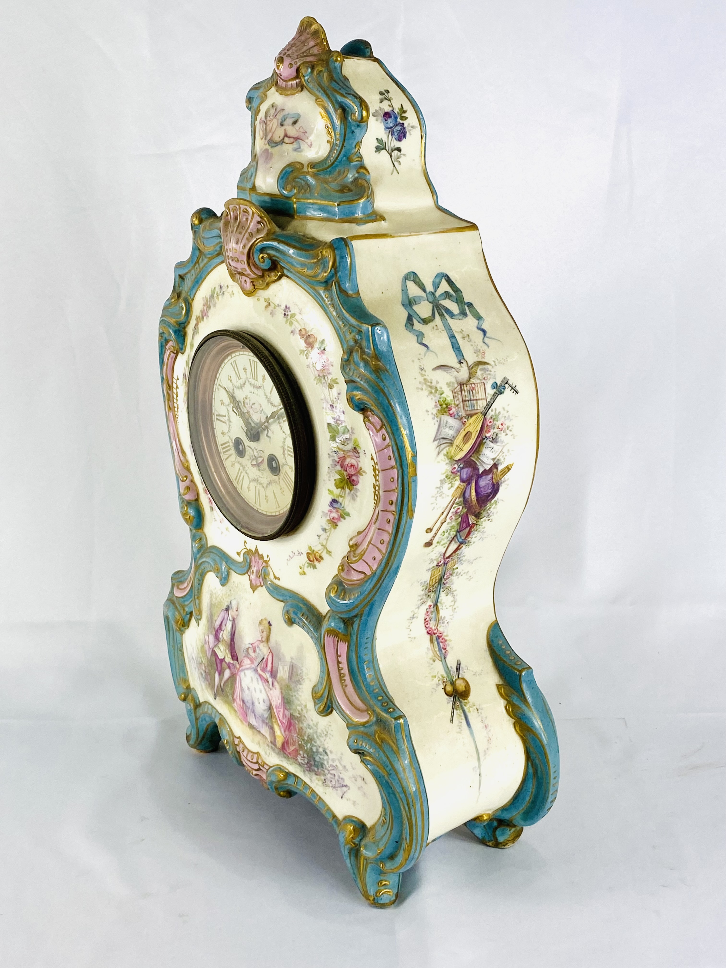 Porcelain mantle clock - Image 5 of 6