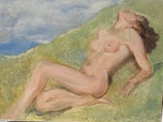 Oil on board nude