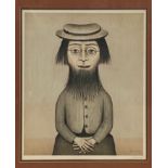 L. S. Lowry - Woman with beard lithographic print, with Fine Art Trade Guild blindstamp