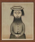 L. S. Lowry - Woman with beard lithographic print, with Fine Art Trade Guild blindstamp