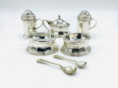 A silver trencher style cruet set by Charles & Richard Comyns, London 1921