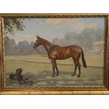Oil on canvas of a racehorse