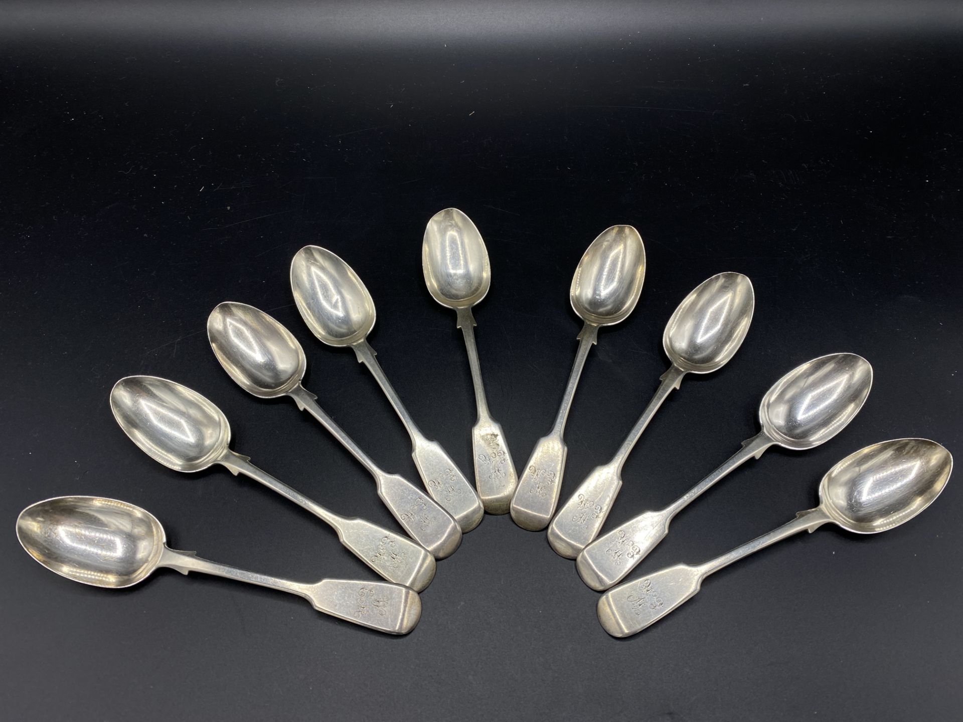 Nine silver spoons