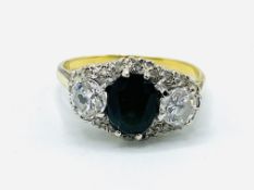 18ct gold, diamond and sapphire ring