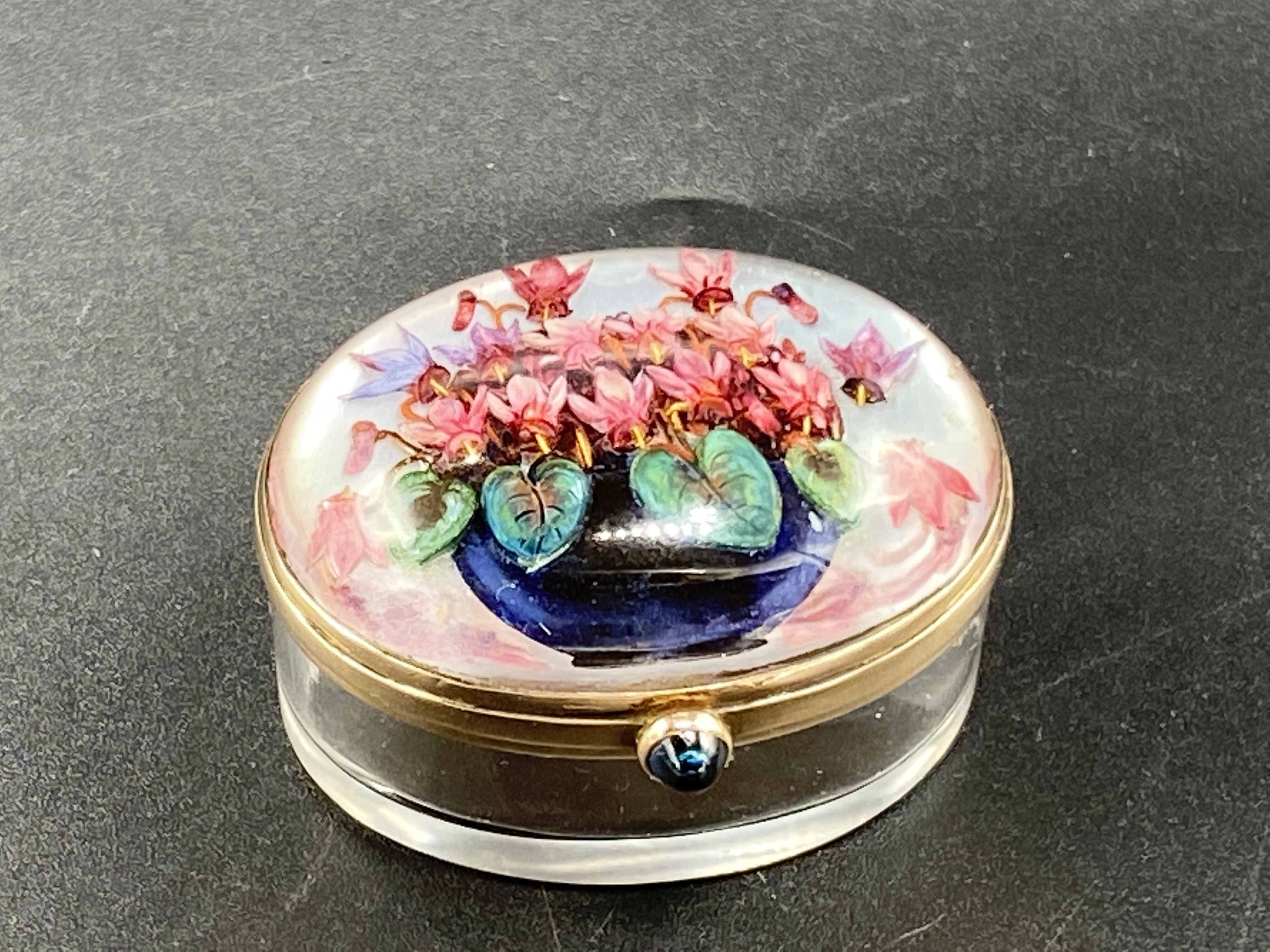 Essex crystal and gold pill box