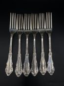 Six Danish silver dinner forks