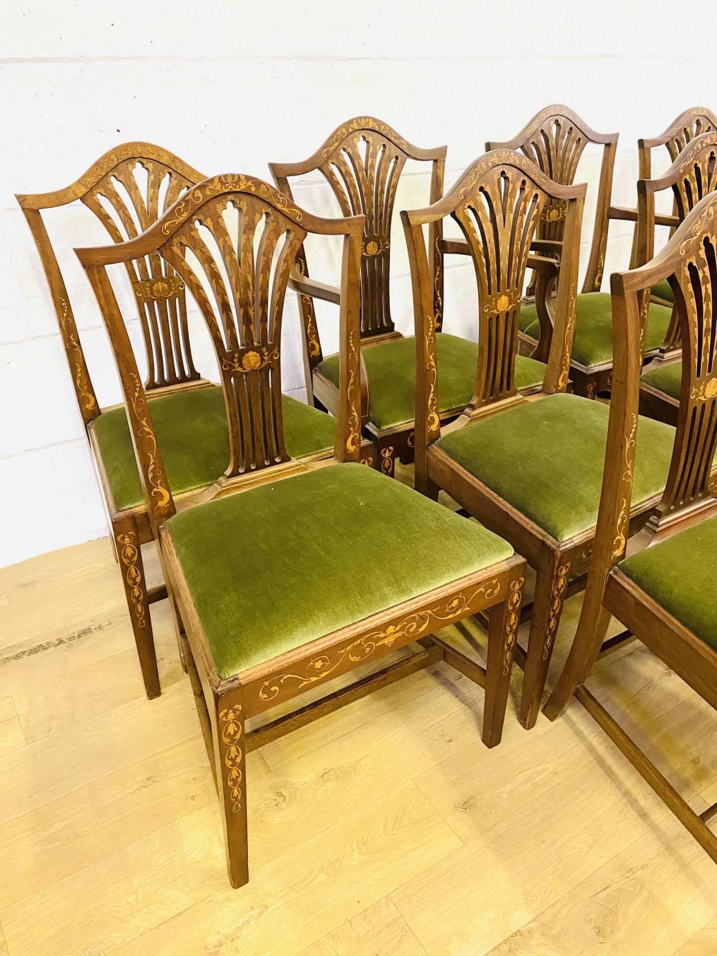 Set of ten mahogany dining chairs - Image 3 of 7