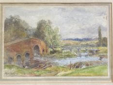 Alfred Rawlings, framed and glazed watercolour of Sonning bridge