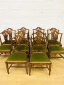 Set of ten mahogany dining chairs