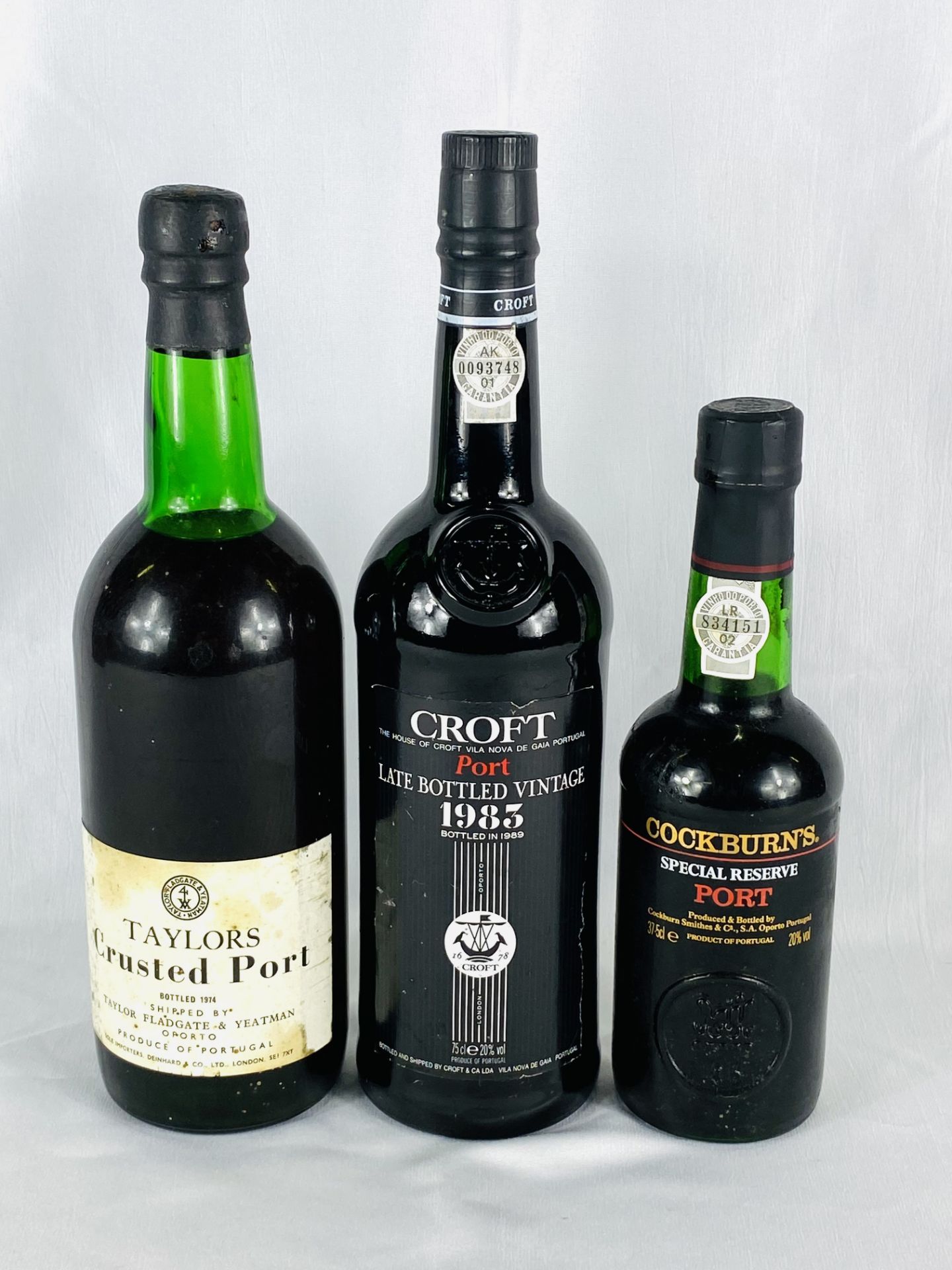 Three bottles of port