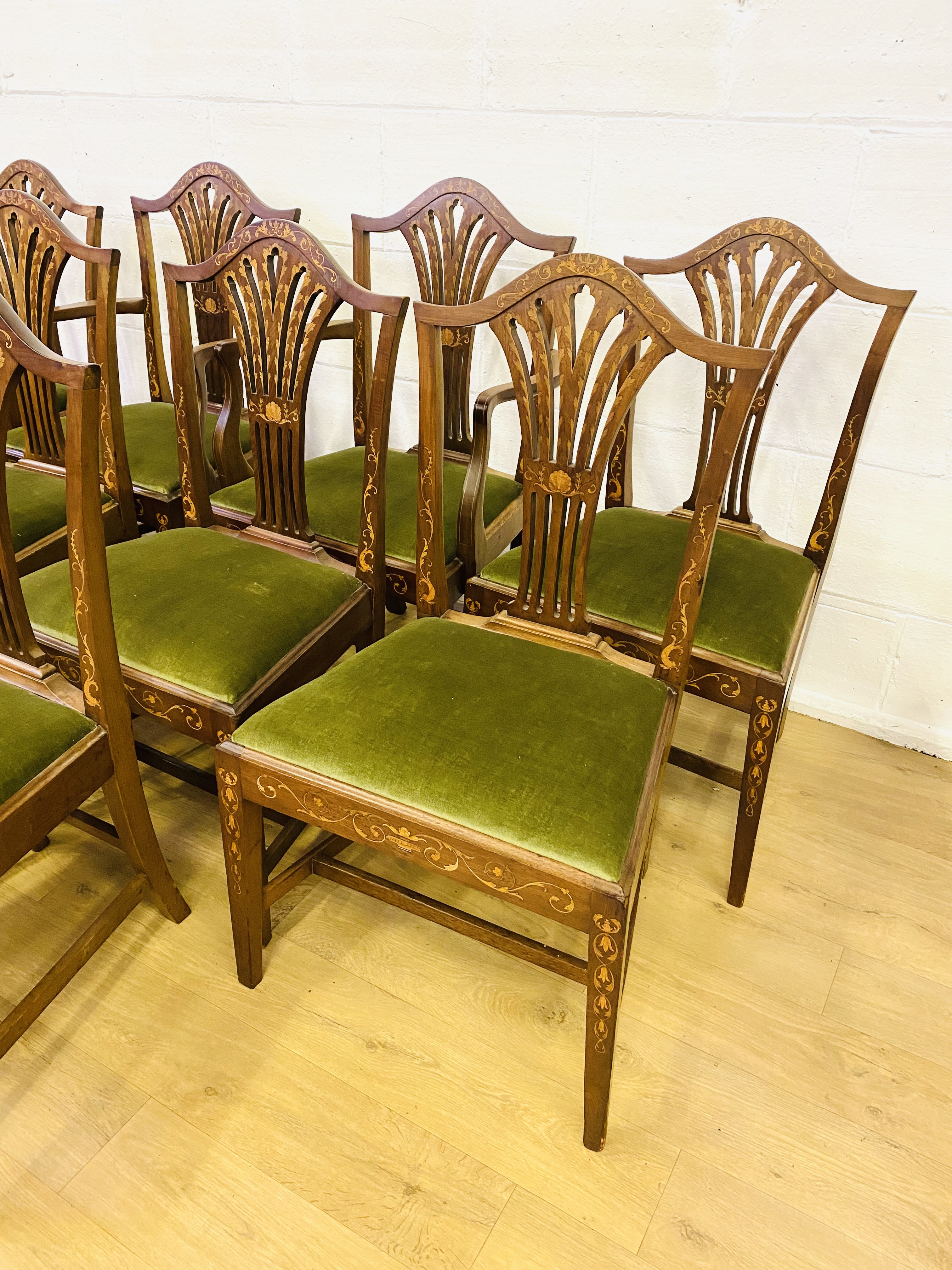Set of ten mahogany dining chairs - Image 2 of 7