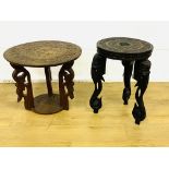 Two Oriental wood side tables