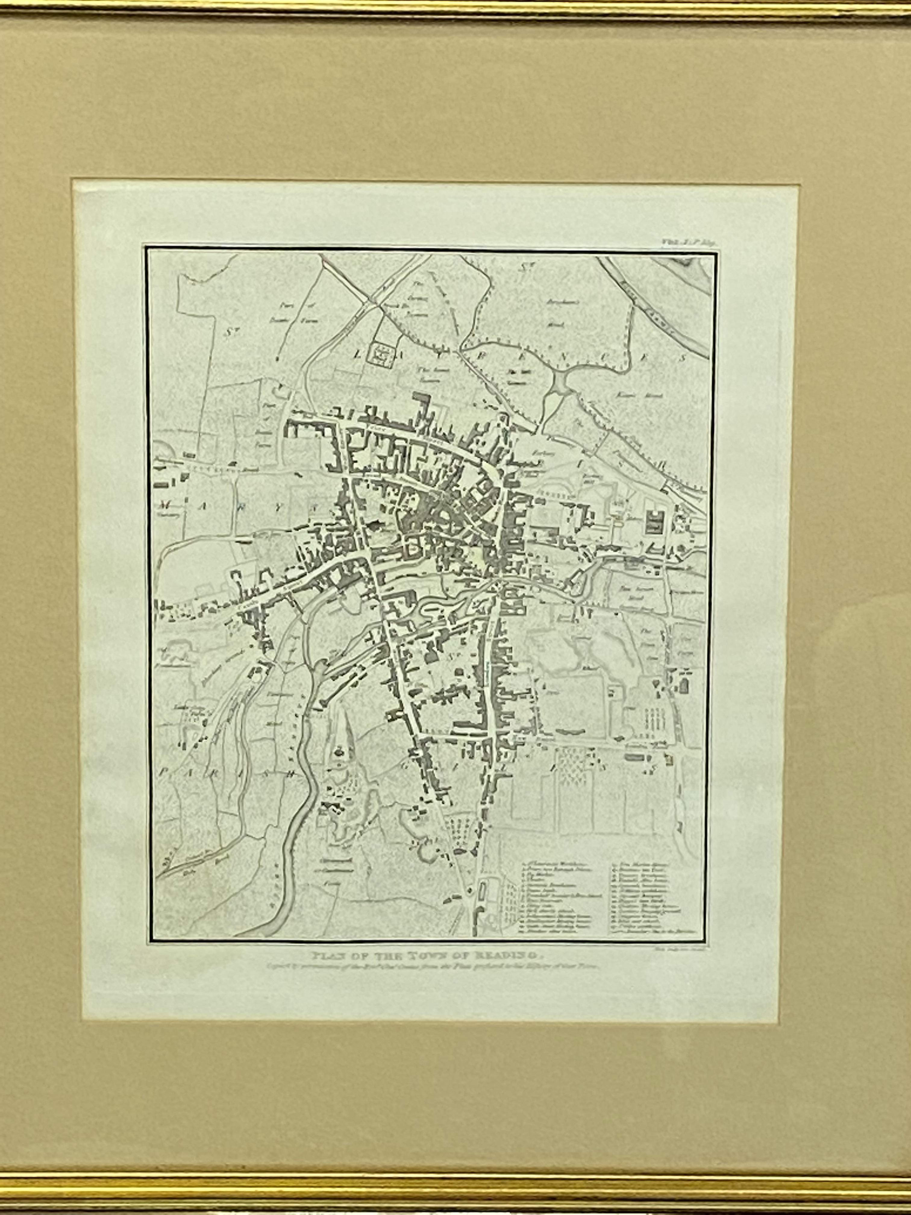 A framed plan of Reading together with a map of Berkshire - Image 4 of 5