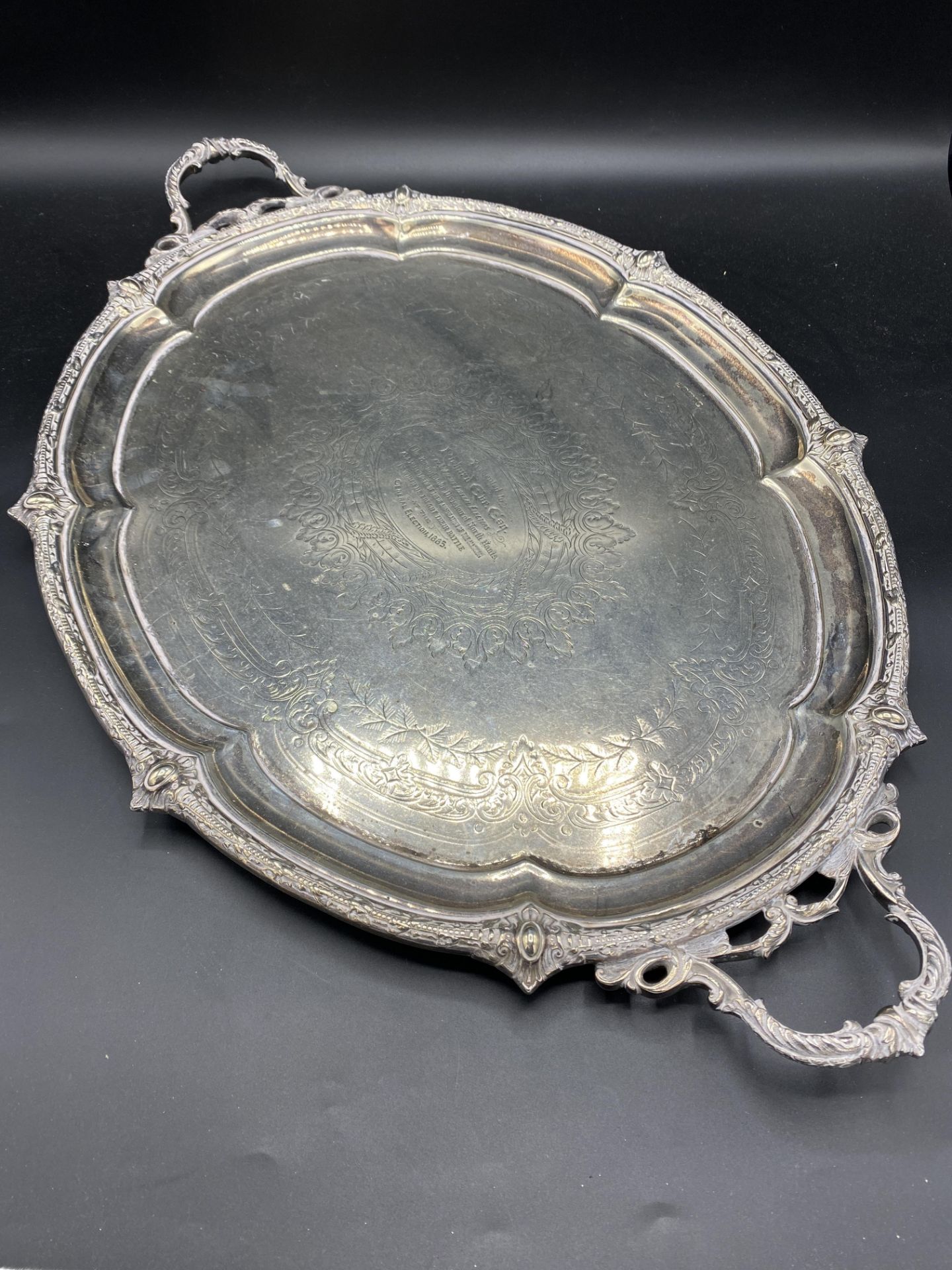 Victorian silver tray, 1885 - Image 2 of 6